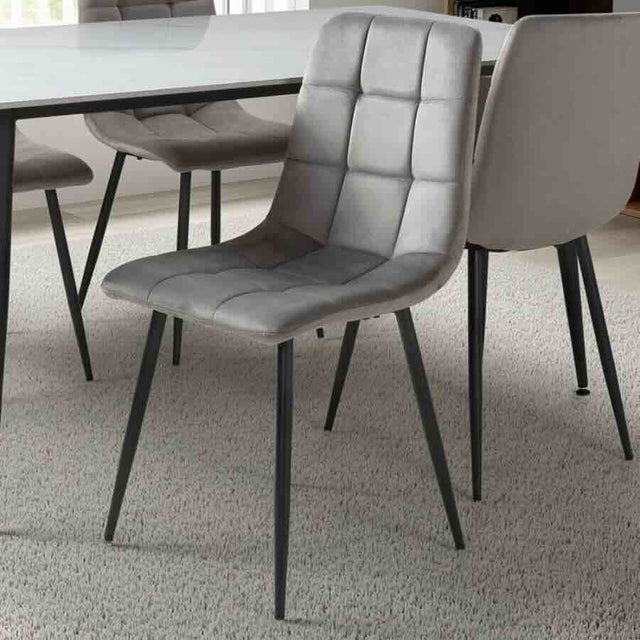 Minimalist-Grey-Velvet-Dining-Chair-Waffle-Back-Black-Dining-Legs-Set-of-4