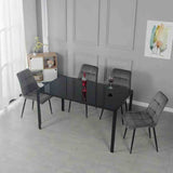 Minimalist-Grey-Velvet-Dining-Chair-Waffle-Back-Black-Dining-Legs-Set-of-4