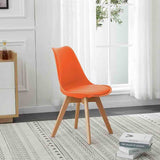 Minimalist-Orange-Plastic-Cushioned-Dining-Chair-Wooden-Beech-Legs