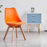 Minimalist-Orange-Plastic-Cushioned-Dining-Chair-Wooden-Beech-Legs