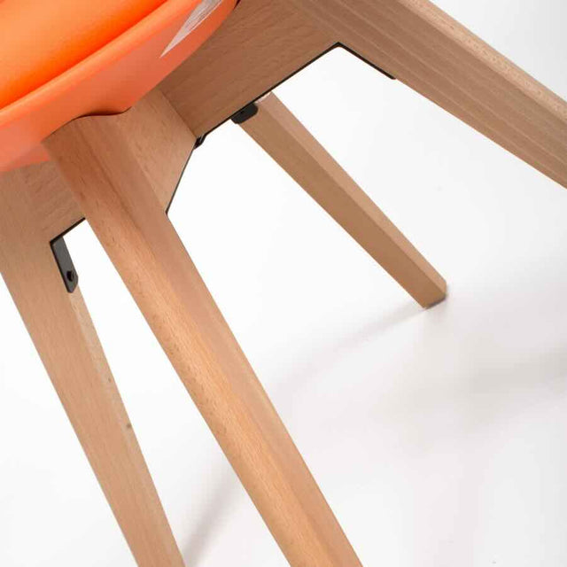 Minimalist-Orange-Plastic-Cushioned-Dining-Chair-Wooden-Beech-Legs