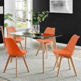 Kinsale Classic Dining Chair Set of 4 With PU Leather Cushion & Wooden Beech Legs