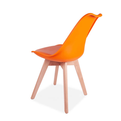 Minimalist-Orange-Plastic-Cushioned-Dining-Chair-Wooden-Beech-Legs