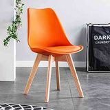 Minimalist-Orange-Plastic-Cushioned-Dining-Chair-Wooden-Beech-Legs