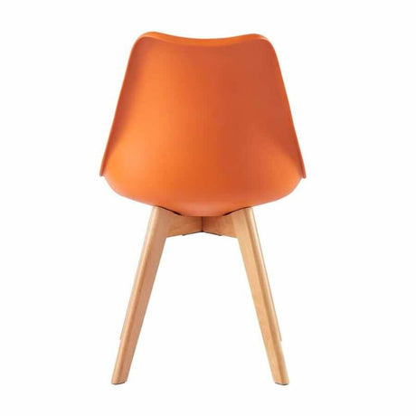 Minimalist-Orange-Plastic-Cushioned-Dining-Chair-Wooden-Beech-Legs