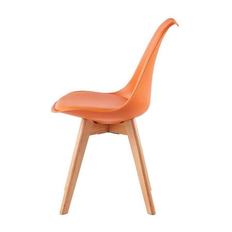 Minimalist-Orange-Plastic-Cushioned-Dining-Chair-Wooden-Beech-Legs