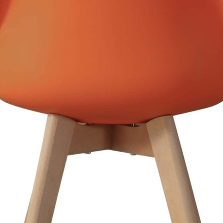 Minimalist-Orange-Plastic-Cushioned-Dining-Chair-Wooden-Beech-Legs