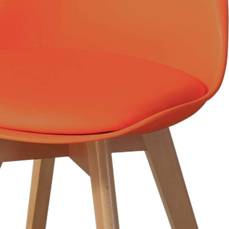 Minimalist-Orange-Plastic-Cushioned-Dining-Chair-Wooden-Beech-Legs