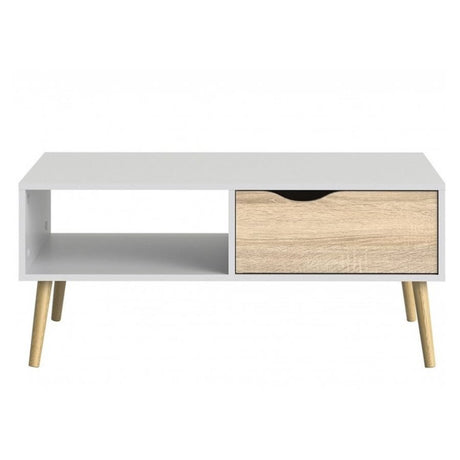 Minimalist-Rectangular-White-High-Gloss-Coffee-Table-With-Wood-Drawer-_-Wood-Legs-100cm