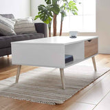 Minimalist-Rectangular-White-High-Gloss-Coffee-Table-With-Wood-Drawer-_-Wood-Legs-100cm