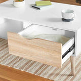 Minimalist-Rectangular-White-High-Gloss-Coffee-Table-With-Wood-Drawer-_-Wood-Legs-100cm