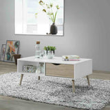 Minimalist-Rectangular-White-High-Gloss-Coffee-Table-With-Wood-Drawer-_-Wood-Legs-100cm