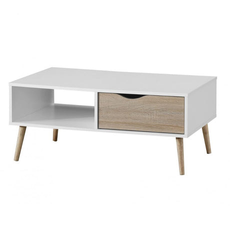 Minimalist-Rectangular-White-High-Gloss-Coffee-Table-With-Wood-Drawer-_-Wood-Legs-100cm