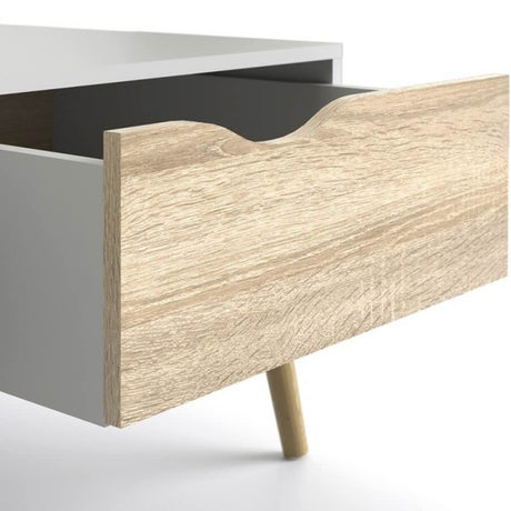 Minimalist-Rectangular-White-High-Gloss-Coffee-Table-With-Wood-Drawer-_-Wood-Legs-100cm