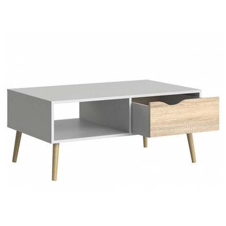 Minimalist-Rectangular-White-High-Gloss-Coffee-Table-With-Wood-Drawer-_-Wood-Legs-100cm