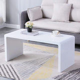 Sydney Minimalist Rectangular Curved White Gloss Coffee Table 120cm