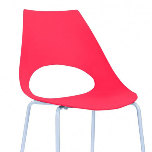 Minimalist-Red-Plastic-Open-Back-Dining-Chair-With-Chrome-Metal-Legs-Set-of-6