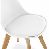 Minimalist-White-Plastic-Cushioned-Dining-Chair-Wooden-Beech-Legs