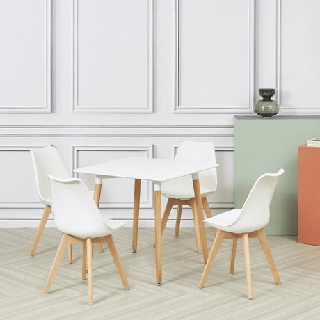 Minimalist-White-Plastic-Cushioned-Dining-Chair-Wooden-Beech-Legs-Set-of-4