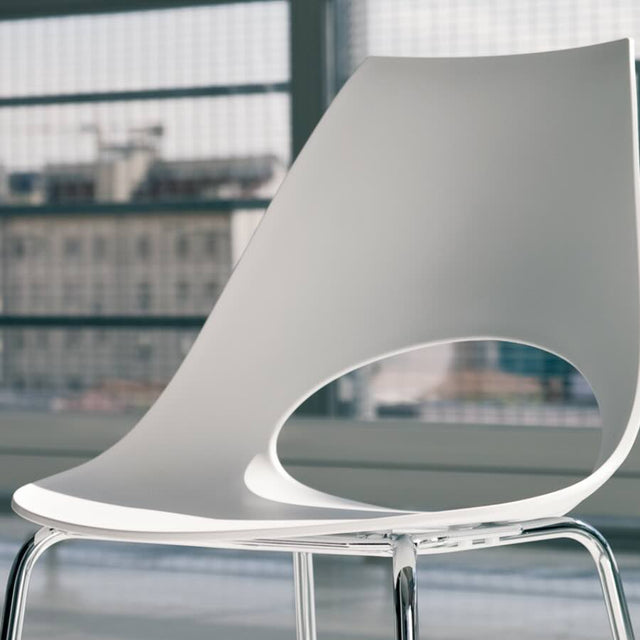 Minimalist-White-Plastic-Open-Back-Dining-Chair-With-Chrome-Metal-Legs-Set-of-6