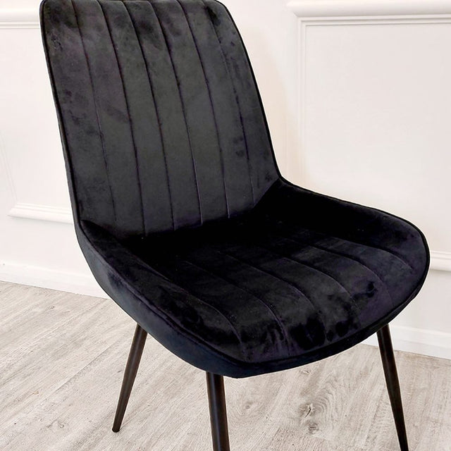 Minimalist-black-velvet-dining-chairs-metal-legs