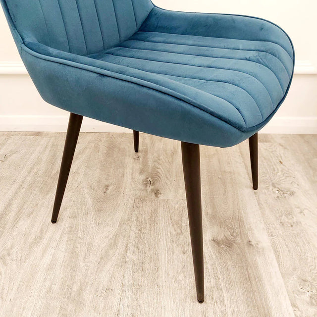 Minimalist-blue-velvet-dining-chairs-metal-legs