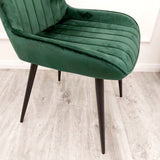 Minimalist-green-velvet-dining-chairs-metal-legs