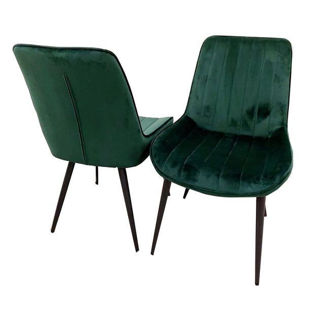 Minimalist-green-velvet-dining-chairs-metal-legs