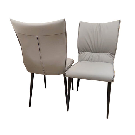 Minimalist-grey-leather-dining-chairs-metal-legs