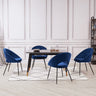 Minimalist 6 Seater Marble Stone Dining Table Black Gold Tipped Metal Legs With Blue Modern Open Back Velvet Dining Chairs Kitchen Table Set 130cm