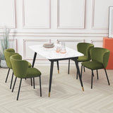 Minimalist-6-Seater-White-Marble-Dining-Table-Tabletop-Black-Metal-Legs-130cm