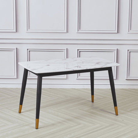 Minimalist-6-Seater-White-Marble-Dining-Table-Tabletop-Black-Metal-Legs-130cm