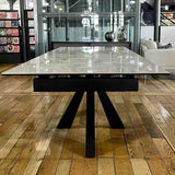 Modern-10-Seater-Extending-Rectangular-grey-Marble-Ceramic-Dining-Table-160cm-240cm-Black-Metal-Legs