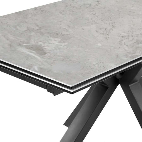 Modern-10-Seater-Extending-Rectangular-grey-Marble-Ceramic-Dining-Table-160cm-240cm-Black-Metal-Legs