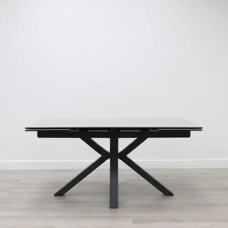 Modern-10-Seater-Extending-Rectangular-grey-Marble-Ceramic-Dining-Table-160cm-240cm-Black-Metal-Legs