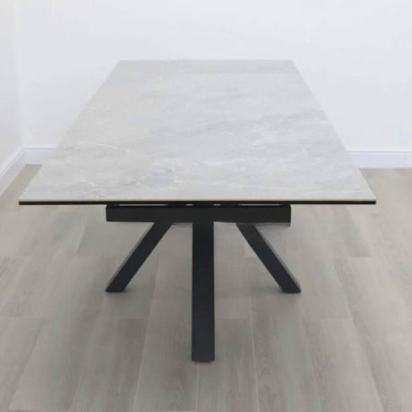 Modern-10-Seater-Extending-Rectangular-grey-Marble-Ceramic-Dining-Table-160cm-240cm-Black-Metal-Legs