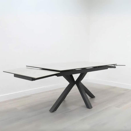 Modern-10-Seater-Extending-Rectangular-grey-Marble-Ceramic-Dining-Table-160cm-240cm-Black-Metal-Legs