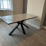 Modern-10-Seater-Extending-Rectangular-grey-Marble-Ceramic-Dining-Table-160cm-240cm-Black-Metal-Legs