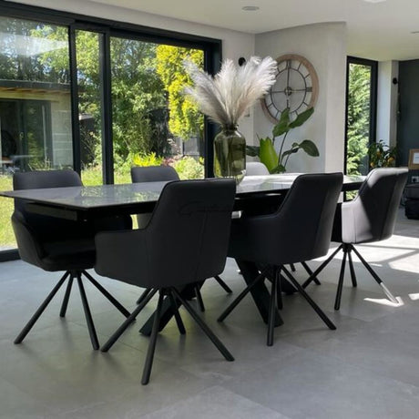 Modern-10-Seater-Extending-Rectangular-white-Marble-Ceramic-Dining-Table-160cm-240cm-Black-Metal-Legs