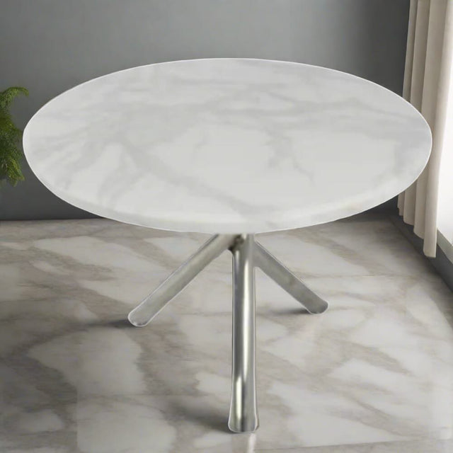 Modern-100cm-White-Marble-Roudn-Dining-Table-With-Metal-Legs-4-Seater