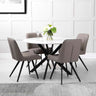 Modern-120cm-Round-4-Seater-White-Marble-Dining-Table-Set-With-4-Brown-Leather-Dining-Chairs