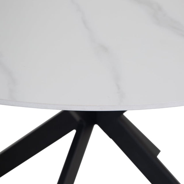 Harper Modern 4 Seater Round White Marble Dining Table 120cm