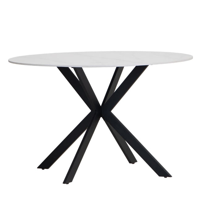 Harper Modern 4 Seater Round White Marble Dining Table 120cm