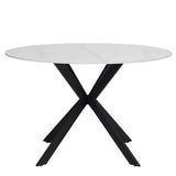 Harper Modern 4 Seater Round White Marble Dining Table 120cm