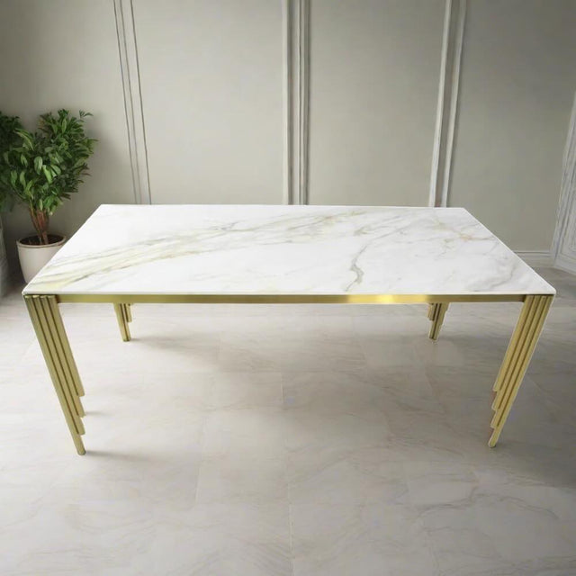 Modern-180cm-Rectangular-White-And-Gold-Marble-Dining-Table-8-Seater