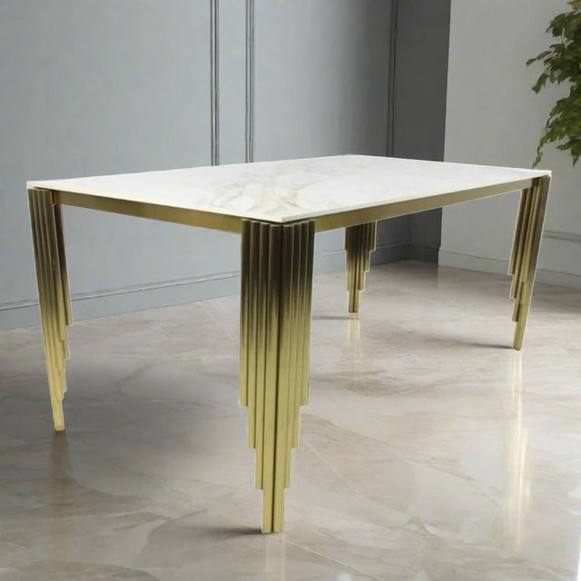 Modern-180cm-Rectangular-White-And-Gold-Marble-Dining-Table-8-Seater