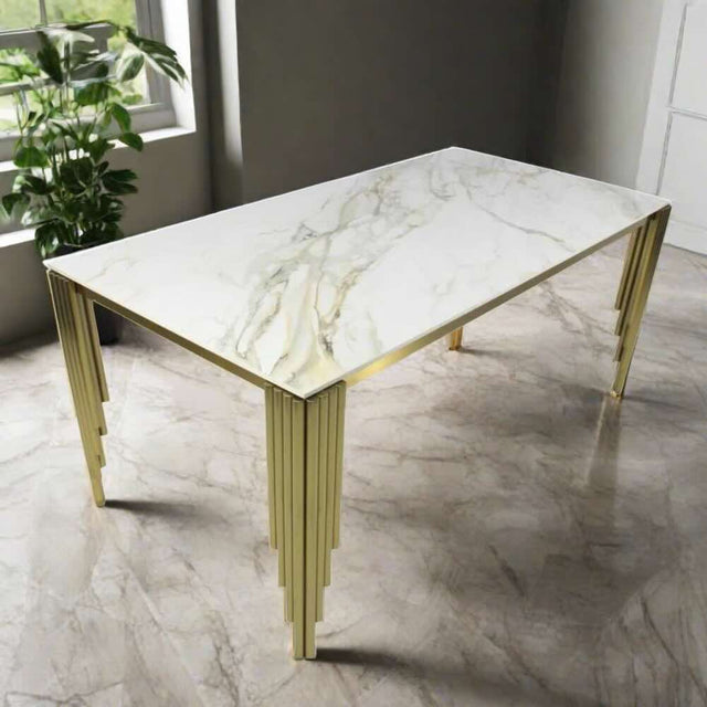 Modern-180cm-Rectangular-White-And-Gold-Marble-Dining-Table-8-Seater