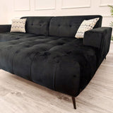 Modern-2-piece-open-plan-cinema-sofa-Black-velvet-240cm