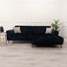 Modern-2-piece-open-plan-cinema-sofa-Black-velvet-240cm