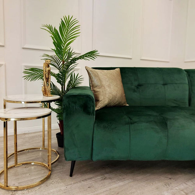 Modern-2-piece-open-plan-cinema-sofa-Green-velvet-240cm